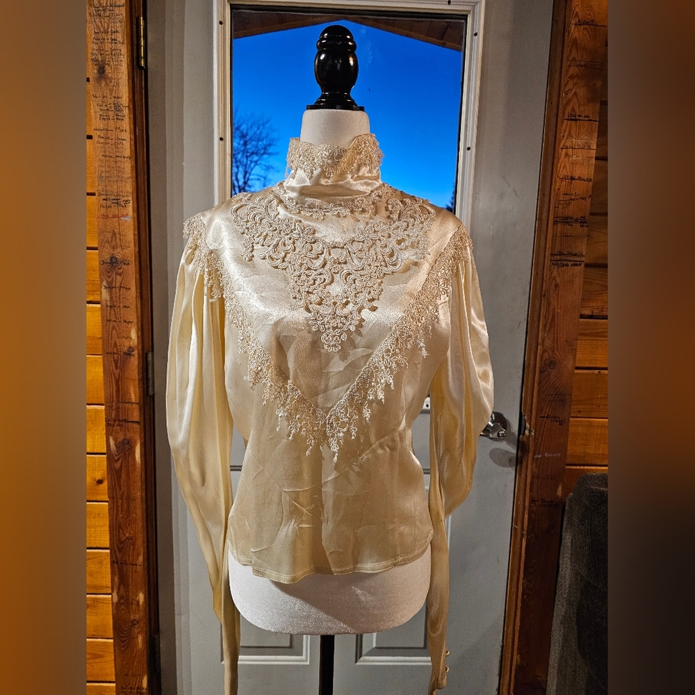 Gunne Sax Silk Victorian Blouse